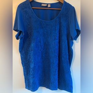 Chico’s Short Sleeve Size 3 Textures Flowered Blue Top